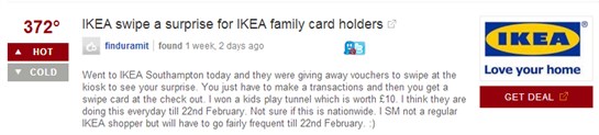IKEA Swipe a Surprise on HotDealsUK