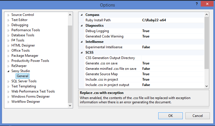 Sassy Studio Settings